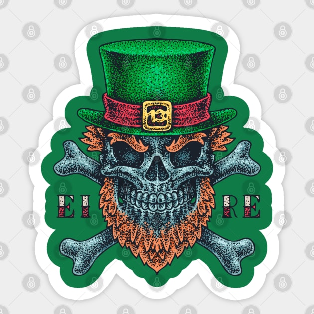 Leprechaun Skull And Bones Sticker by BlackRavenOath